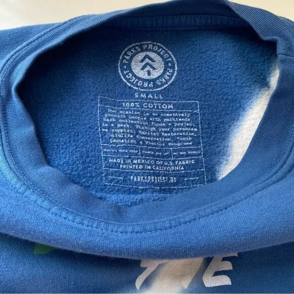 Parks Project Blue Tie Dye “Protect The Earth” Cropped Sweatshirt small - Picture 7 of 7